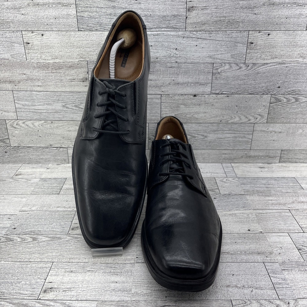 Clarks Tilden Plain II Black Leather Oxford Dress Shoes Men Size 13M